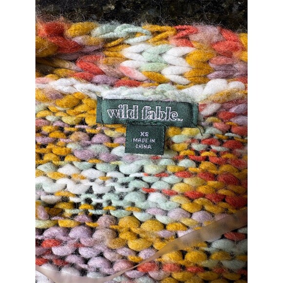 Wild Fable Cardigan Womens XS Multicolor Space Dye Cropped Rhinestone - Picture 6 of 10